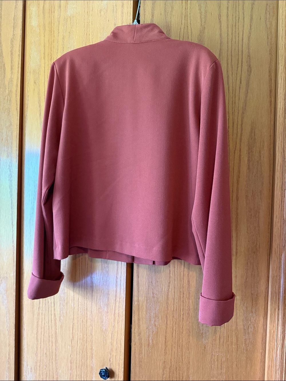 Staples Rust-Red Collarless Button Jacket - Picture 3 of 9